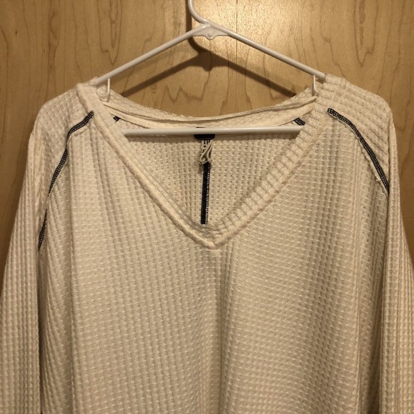 We the Free Oversized Cream Waffle Weave Animal Print Sleeve Women's Size xs - Picture 3 of 10